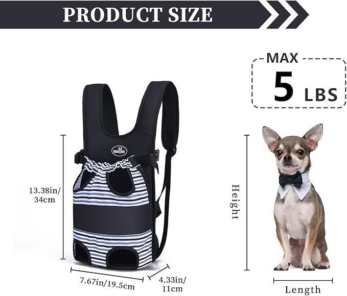 Wakytu Pet Carrier Backpack, Pet Front Dog Carrier Backpacks, Adjustable Pet Front Cat Dog Carrier Backpack Travel Bag, Legs Out, Easy-Fit for Traveling Hiking Camping for Small Cats Dogs
