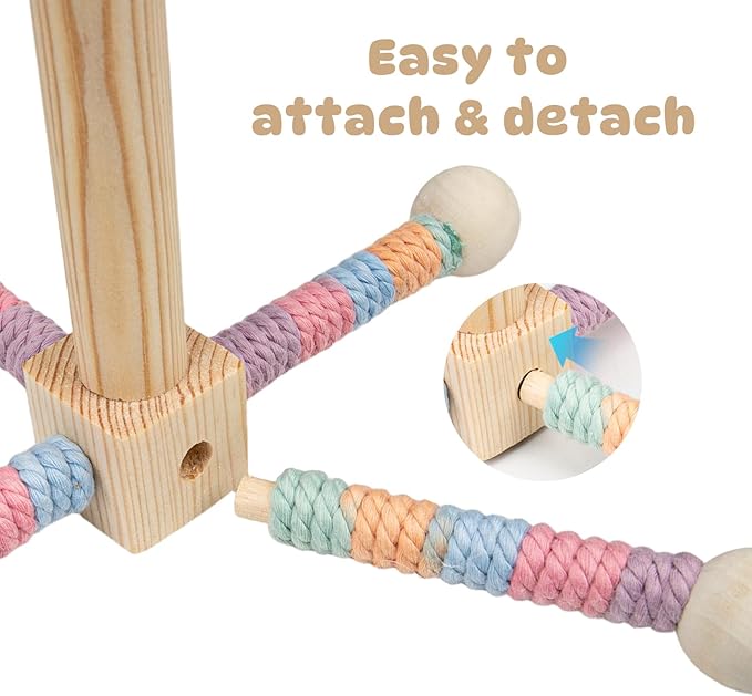 2 Pack Bird Toys Spinning Parrot Perch & 8pcs Cuttlebone String, Bird Cage Accessories for Parakeets Budgies Cockatiels