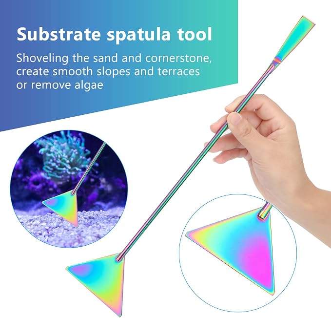 Catcan 4 in 1 Quarium Aquascape Tools Kits, Fish Tank Plant Tools Tweezers | Anti-Rust Stainless Steel, Aquatic Plant Aquascaping Tweezers, Scissors, Spatula for Aquarium Tank Cleaning