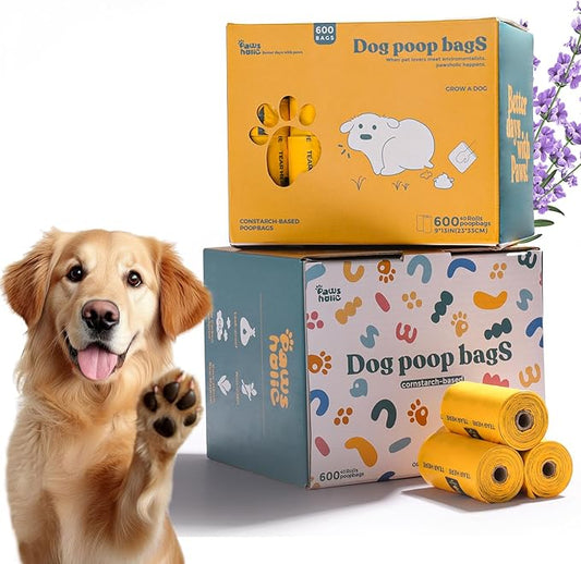 Dog Poop Bags Rolls Guaranteed Leak Proof and Extra thick Poop Bags for Dogs,600 Count 40 Rolls,Lavender Scented, Cornstarch Based Doggie Poop Bag for Puppy and Big Dogs