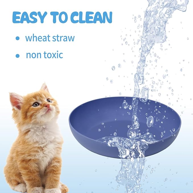 [16 Pack] Cat Dishes Whisker Friendly, Shallow Wide Pet Food and Water Bowl, Durable Wheat Straw Cat Bowls for Indoor Outdoor Cats