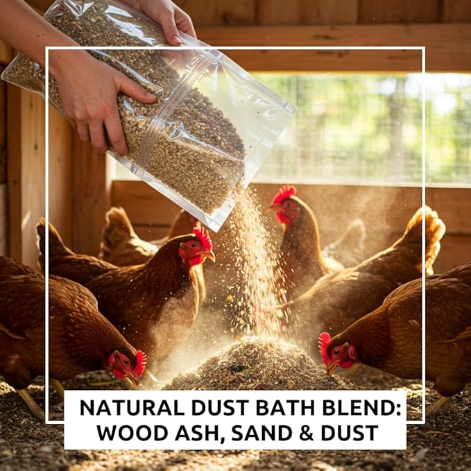 World’s Best Chicken Dust Bath – Natural Wood Ash, Sand & Fine Dust Blend – Safe for All Chickens (5 Pounds)