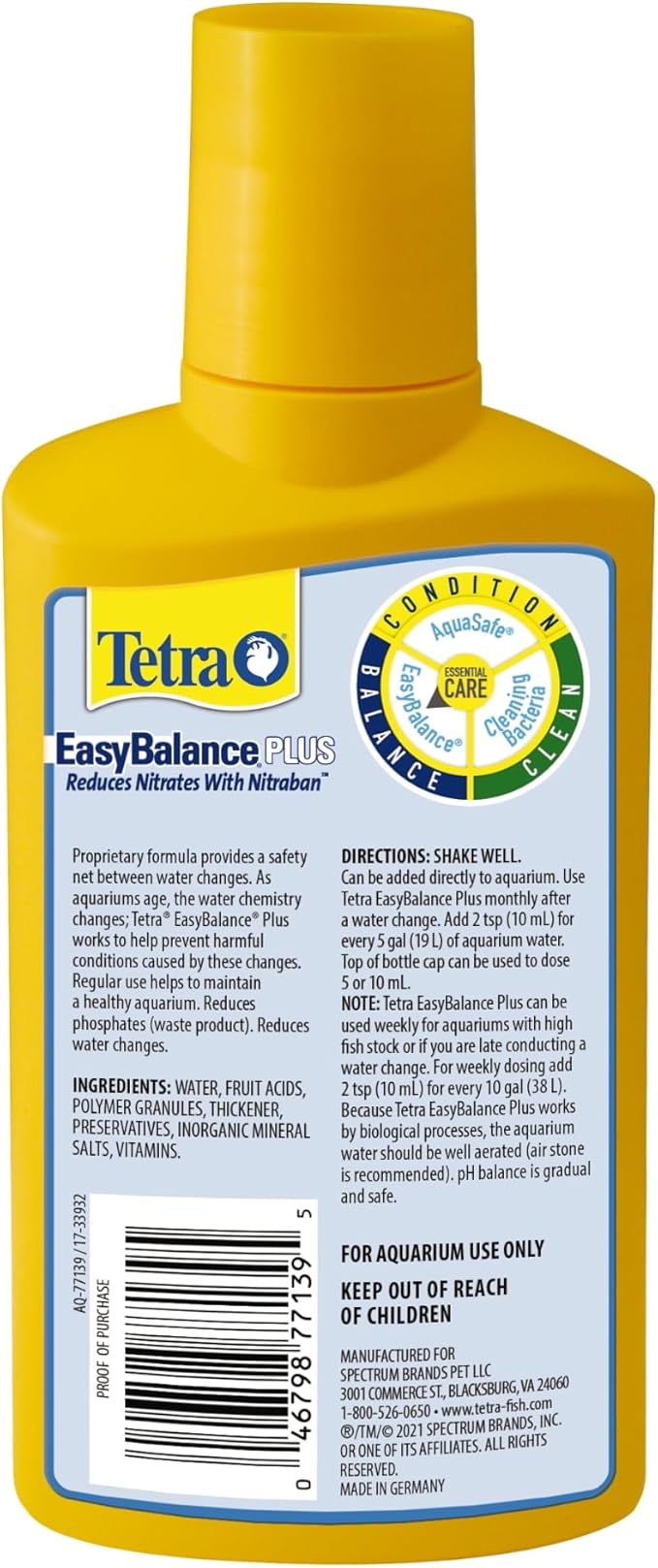 Tetra EasyBalance Plus Water Conditioner for Aquariums, 8.45 oz | Stabilizes pH & kH, Reduces Nitrates & Phosphates Due to Waste Water, Adds Vitamins, Minerals & Electrolytes, Use Weekly