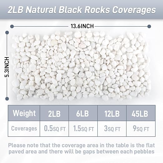 Mulctun 2Lb White Rocks for Plants, 1/4"-3/4" White Pebbles, Decorative Stones for Vases, Small Aquarium Gravel for Fish Tank Garden Rocks for Potted Plants & Home Decor