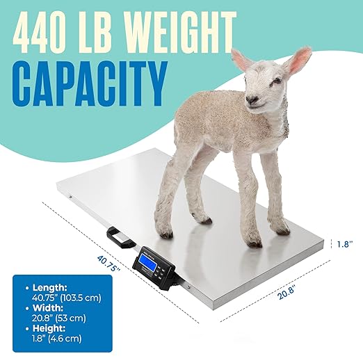 Houseables Pet Scale – Digital Animal Weighing Scale for Small and Large Pets, Puppies, Cats, Dogs, Livestock, Veterinary Use (440, Pounds)