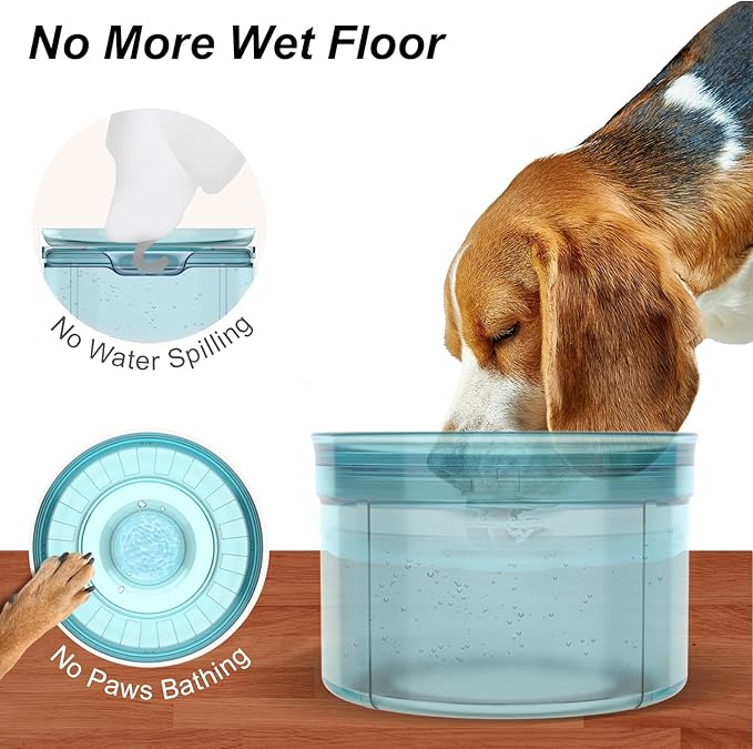 1Gallon Dog Water Bowl, 128oz No Spill Water Bowl for Dogs, Tritan BPA-Free Spill Proof Water Bowl with Non-Slip Mat, No Splash Slow Drinking Dog Water Bowl for Messy Drinker [Anti-Digging Lip]