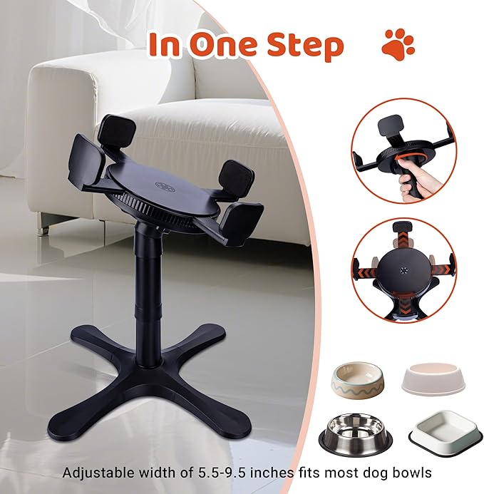 Elevated Adjustable Dog Bowl Feeding Stand, 3 Heights and Tiled Ajudst, Compatible with Moost Feeding Bowls, Great for Medium Large Dogs(1 Pack-C)