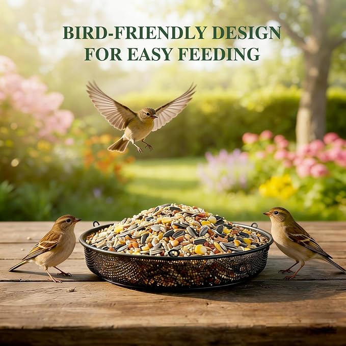 2 Pack Handmade Alpaca Fiber Bird Nesting Heart & Hanging Metal Mesh Bird Feeder Tray Kit - Outdoor Wild Bird Feeding & Nesting Kit for Garden, Patio, Backyard, Hummingbirds & Cardinals