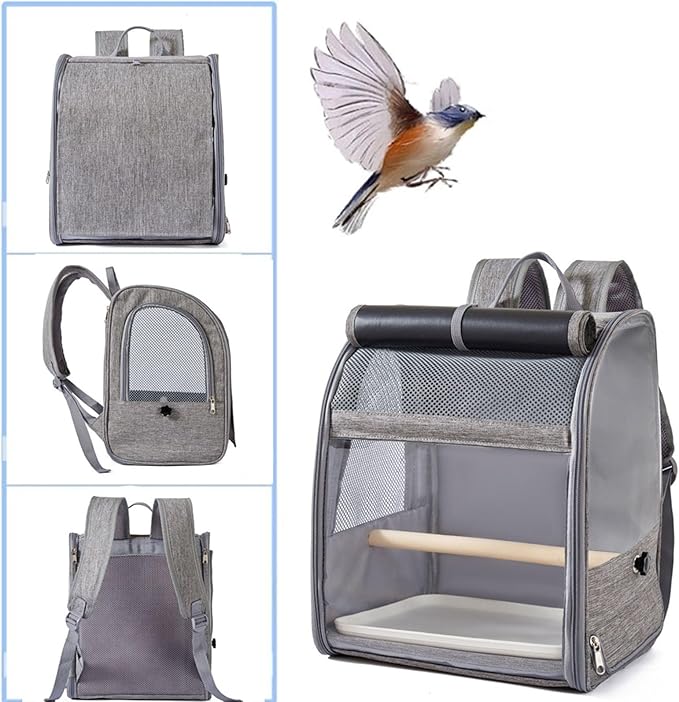 Bird Backpack Carrier,Bird Travel Cage with Standing Perch and Removable Tray,for Small Birds Parrot Parakeet,2,38 * 24 * 31cm