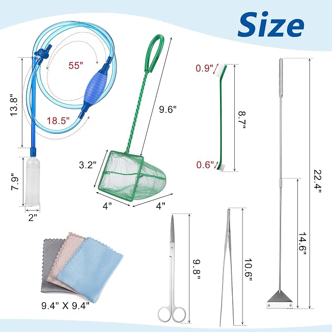 Lpraer 8.53ft Aquarium Siphon Vacuum Cleaner Tool Kit for Fish Tank Water Change Cleaning Sand & Gravel, Compatible with Various Tank Sizes