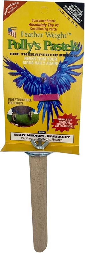 Polly's Pastels Nail Trimming & Beak Conditioning Safety Perch for Cockatiels, Cockatoos, Macaws, Parakeets, Budgies, Parrots and All Other Birds (Brown, Baby Medium-3/4 Dia. x 5