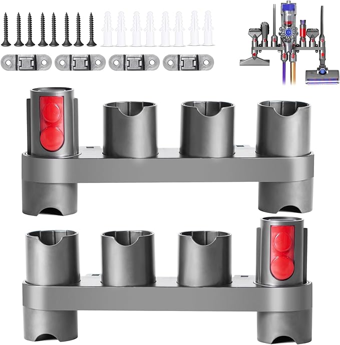 keluke Premium Accessory Holders Compatible with Dyson Vacuum Cleaners - Wall Mount and Docking Station Organizer for V15 V7 V8 V10 V11 Model, with 10 Storage Adapters (2 Pack)