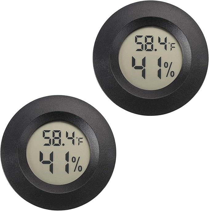 Serundo Auto Digital Hygrometer Thermometer Indoor/Outdoor Hygrometer 2PC | Mini Size,LCD,℉/℃ Conversion,Fast Response, Outdoor Thermometer with Humidity for Reptile Greenhouse Cellar 3D Printer