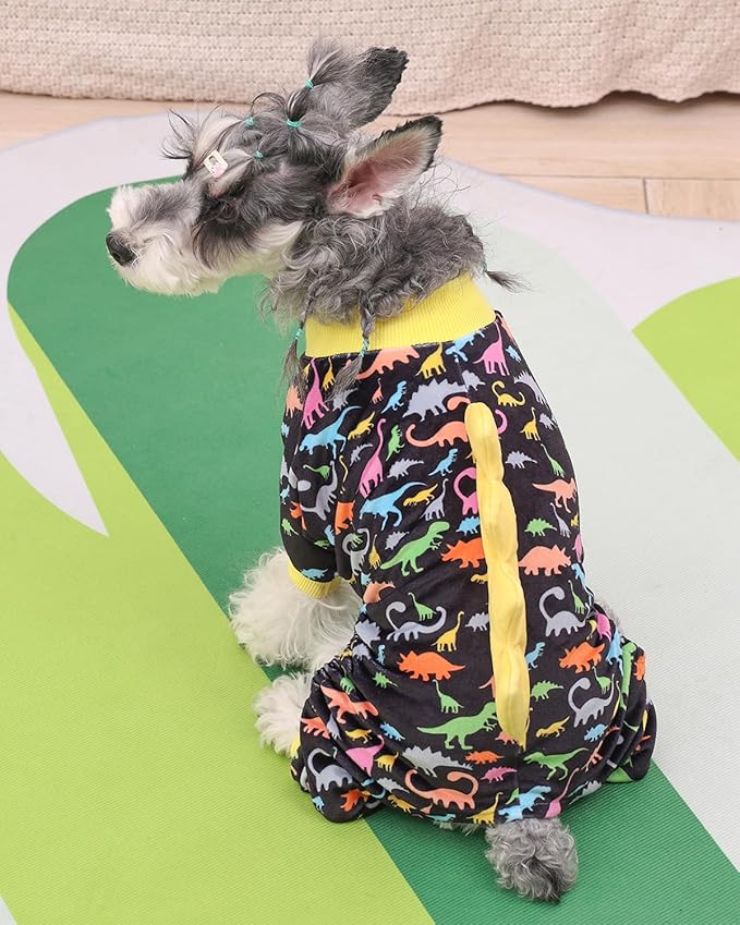 CuteBone Dinosaur Costume Dog Pajamas, Stretchy Spandex Crystal Velvet Sleepwear Coat for Small Dogs, Soft & Warm Pet Outfit Clothes for Cold Weather, Cozy Pullover Design COSP01S