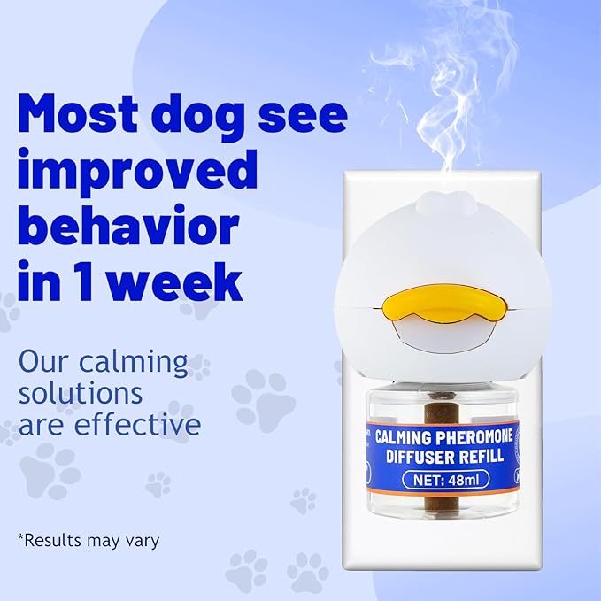 Dog Calming Diffuser Starter Kit with 3 Refills, Dog Pheromones Calming Diffuser Helps Reduce Scratching, Peeing, Meowing & Aggression, Plug-in Anxiety Relief for Calm Dogs of All Ages