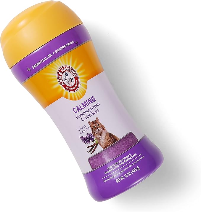 Arm & Hammer Cat Litter Deodorizing Crystals with Baking Soda, Odor Neutralizer, Dissolving Litter Box Deodorizer for Cat Odor Control, Lavender and Vanilla Scent, 15 Oz