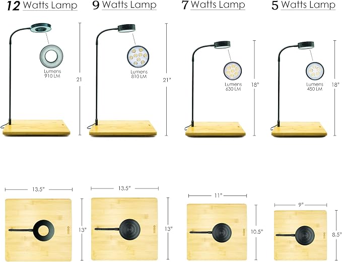 Full Spectrum LED Light with Bamboo Board, Fits Aquarium Nano Tank, Betta Fish Tank, Potted Plants, Succulents, Miniature Landscape – 7W