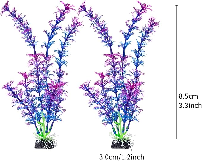 25 Pack Artificial Aquarium Plants, Plastic Small Fish Tank Plants | Small Size 4 inch Approximate Height Fish Tank Decorations Home Décor Plastic Blue