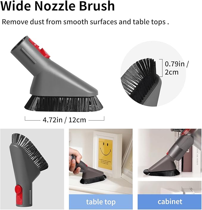 Replacement Attachment Kit compatible with Dyson V7 V8 V10 V11 V15 Absolute Animal Vacuum Cleaner, Flexible Extension Hose Mattress Tool Stiff Brush Soft Bristle Attachment, and Flexible Crevice Tool