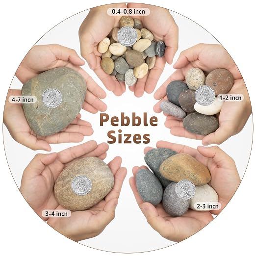 5lbs Natural Large River Rocks, 4"-7" Premium Pebbles, Decorative Stones | Water-Washed, Hand-Picked, for Fish Tank, Garden, Paving, Fountain, Walkways and Outdoor Landscaping Pathways, Backyard