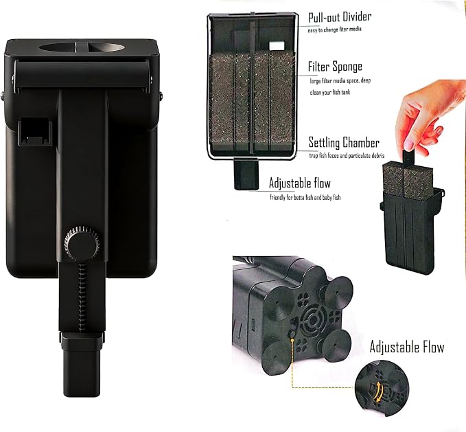 5 Gallon Fish Tank, Aquarium Plastic Starter Kit with Filter, Small Net and LED Light, Fish Tank for Betta, Plastic Nano Aquarium with Lid(18.5 * 7.87 * 8.07 inch/Black) (5 Gallon Fish Tank)