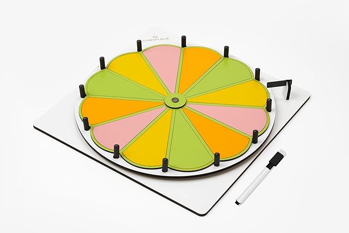 12.80 Inch 12 Section MDF Spinning Prize Wheel, Heavy Duty Base Tabletop Spinner, Spin The Wheel for Carnival, Trade Show for Kids and Student for Entertaintment (with Marker and USA Map Picture)