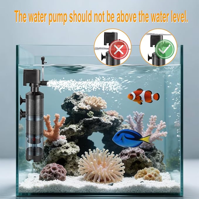Carefree Fish Aquarium Sponge Filter Quiet with Fish Poops Collector Quiet for 10~60Gal Fish Tank for Saltwater and Freshwater