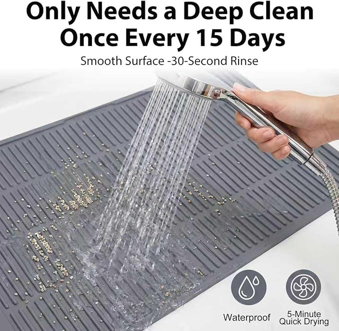 Silicone Cat Litter Mat with Deep Grooves - Waterproof & Easy-Rinse Design Traps Litter to Keep Floors Clean and Save You Cleaning Time