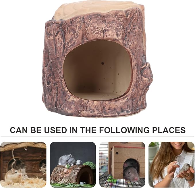 Yardwe Ceramic Hamster Nest Small Animal Hideout with Cooling Design Portable Pet Bed for Hamsters Gerbils Hedgehogs 4.5 Inch Square