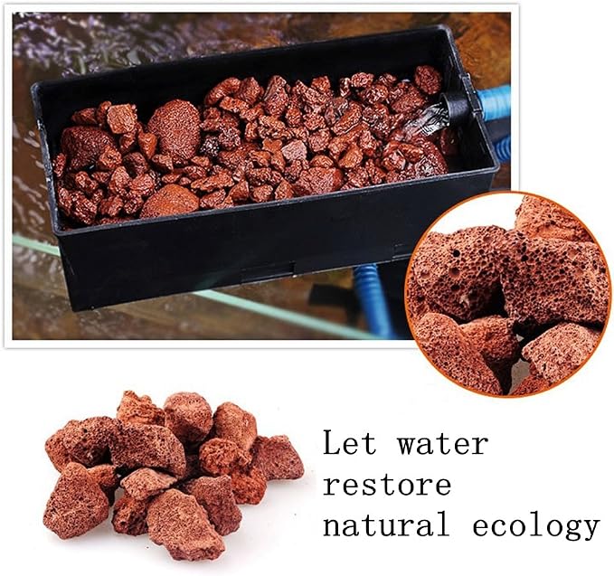 About 120 PackAquarium Red Lava Rock Fish Tank Volcanic Pumice Stones for Shrimp Betta(1''-1.2'')