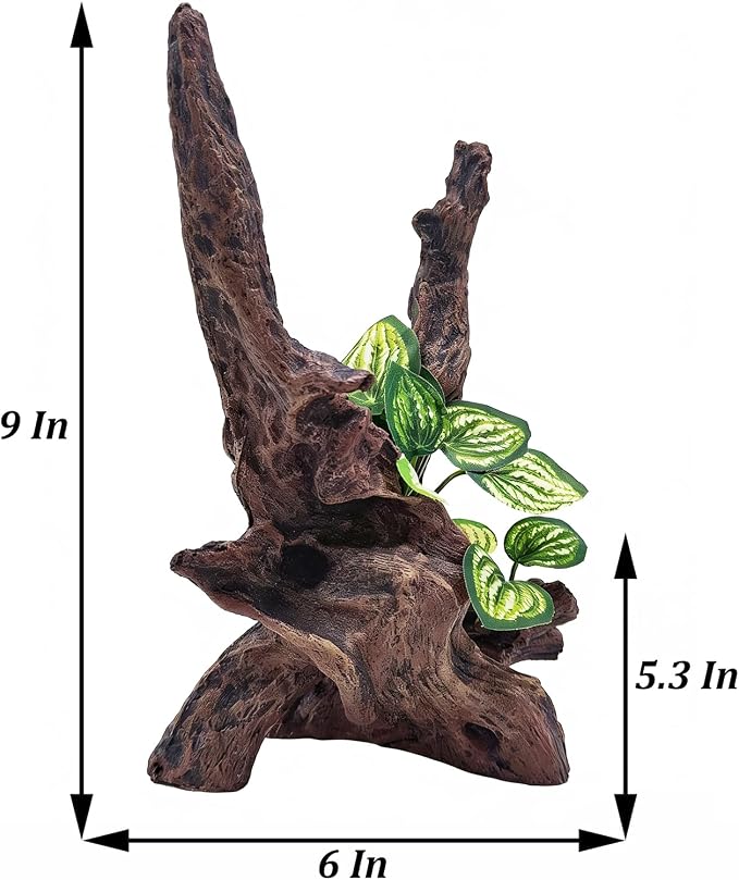 Resin Simulation Driftwood Aquarium Decor, Fish Tank Landscape Ornament Hideout for Betta Goldfish Amphibians Reptiles Rest Play Accessories