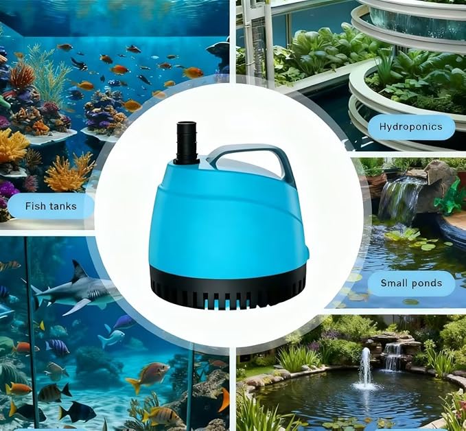 210GPH Submersible Water Pump Ultra Quiet (780L/H,15W),Bottom Suction Aquarium Pump with 2 Nozzles,5.6ft Lift,Adjustable Flow for Fish Tank,Fountain,Pond,Hydroponics,Indoor Water Feature