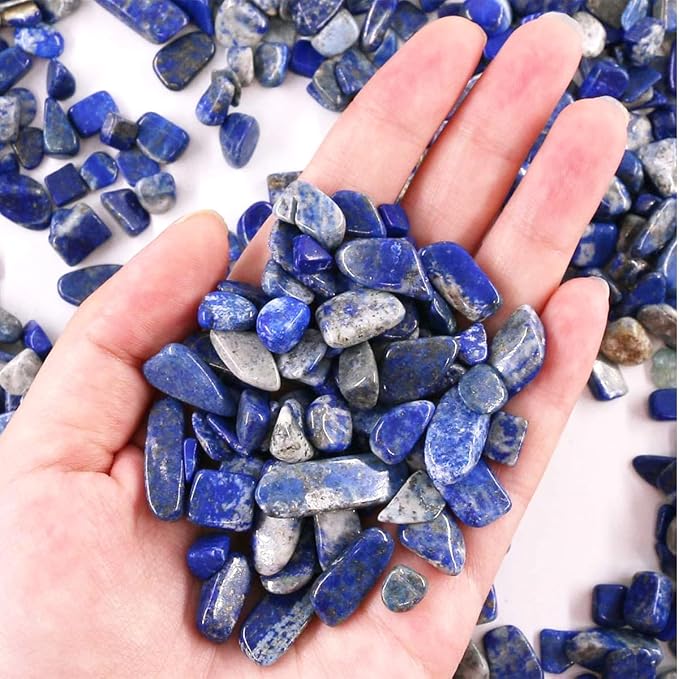 WAYBER Crushed Deep Blue Lapis Lazuli, Decorative Gravel Stones, 1 Pound | Toxin-Free, Fade-Resistant, Ideal for Reiki Healing, DIY Crafts, Vase Filler, Aquarium & Bonsai Decoration