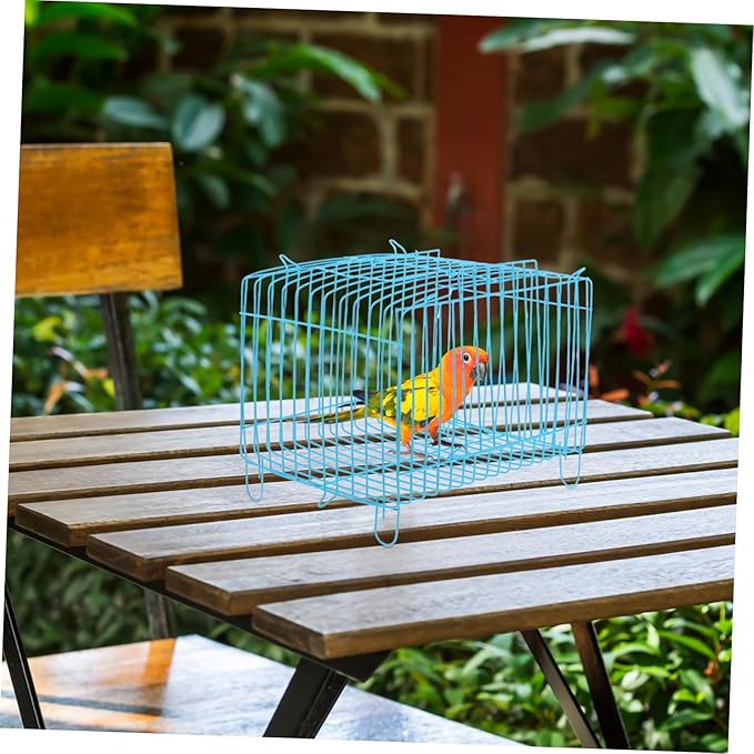 Milisten Portable Bird Carrier Travel Cage Lightweight Handheld Wire Cage for Small Birds Parrots Conures Cockatiels Breathable Design Outdoor Use 7.00X5.31X5.11 Inch
