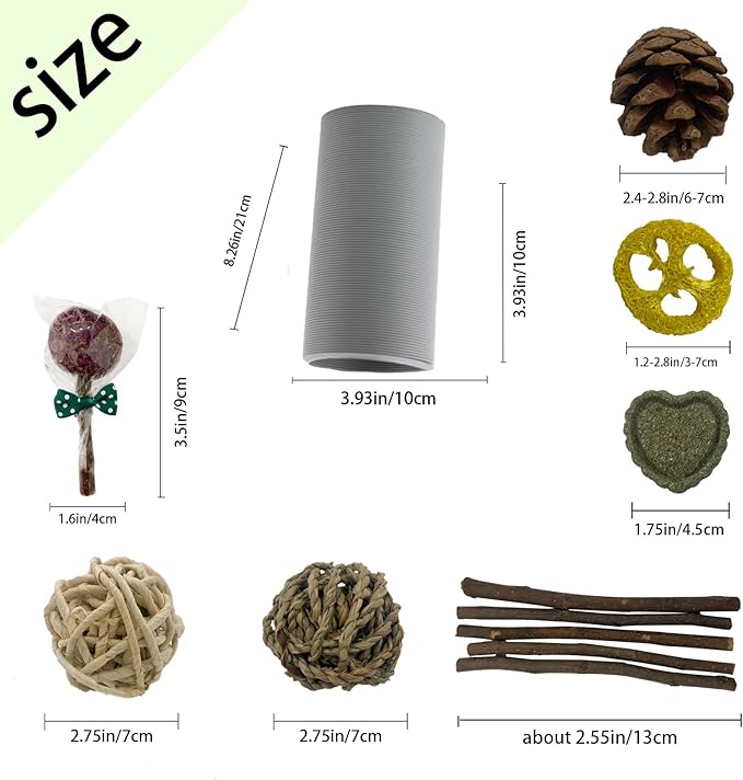 Hamster Fun Tunnels,Guinea Pigs Tunnel with,2Pcs Small Animal Folding Tube Guinea Pigs Training Hideout Tunnel 15 Pcs Pet Chew Toys for Chinchillas Rats Gerbils （Grey ）