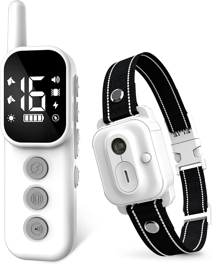 Dog Training Collar with Remote Control, 3300FT and 4 Training Modes Beep,Vibration,Safe Shock,LED Night Light,IPX7 Waterproof Rechargeable E-Collar for All Breeds (8-150 lbs)