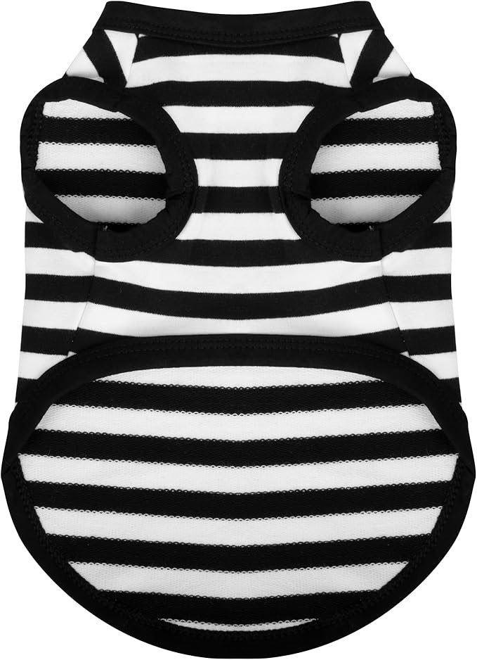 Paiaite Dog Striped Shirt Happy Color Cotton Sleeveless Puppy Pet Shirts Breathable Apparel Tank Top Colorful Puppy Sweatshirt Clothes for Small Medium Dogs Black 3XL