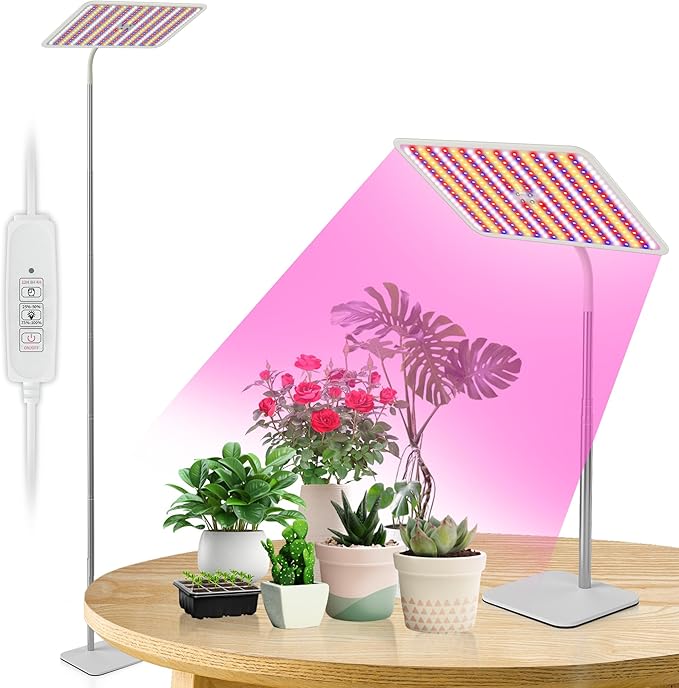 48W Grow Lights for Indoor Plants with Stand, Full Spectrum LED Plant Light for Indoor Plants,12-59 Inches Height Adjustable Growing Lamp with Auto On/Off Timer 4H/8H/12H, 4 Dimmable Brightness | 420 LEDs Full Spectrum Plants Growing Light, 12-60" Heig...