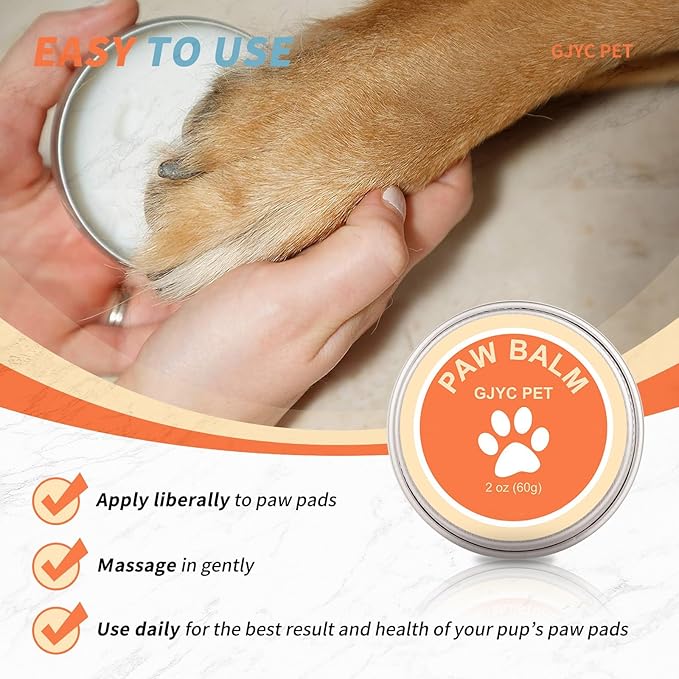 1 oz (30g) Natural Dog Paw Balm & Nose Balm, Lick Safe Paw Protector for Dogs & Cats, Moisturizer for Paw Pads, Snout, Elbows, Winter Protection, Repair Cracks, Lickable Balm for Pets