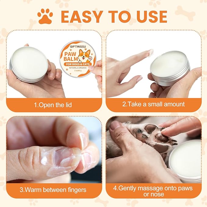 Dog Paw Balm for Dogs & Cats – Natural Paw Care with Avocado Butter & Plant Oils, Soother for Dry, Cracked Pads, Pet Paw Care Cream Dog Nose Balm, 2 oz