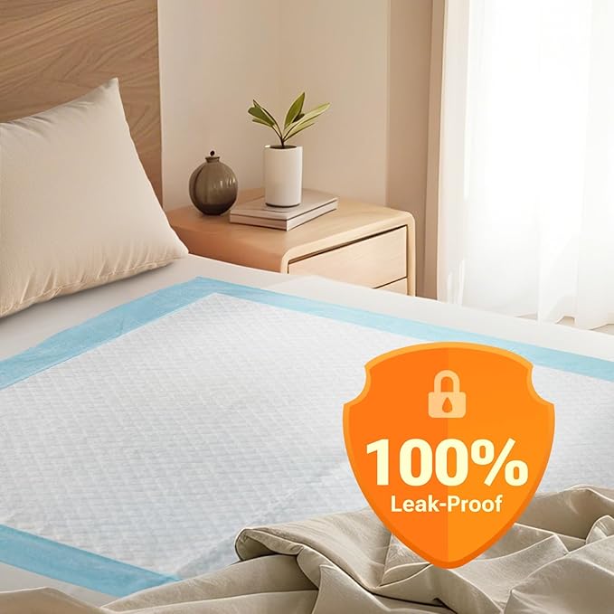 CLEAN SPACES 30" x 36" 100 Count Super Absorbency Disposable Bed Pads for Adults, Leakproof Quick Drying Underpads for Adults Baby Puppy, Incontinence Pads, Puppy Pad Dog Training Pee Pads