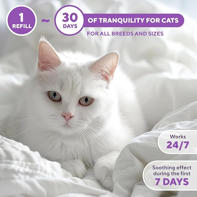 Calming Cat Diffuser Refill & Anti Anxiety Pet Products - Feline Calm Pheromones & Cats Comfort - Stress Relief with New Zone, Fighting with Dogs & Behavior Control (6 Pack (Diffuser not included))