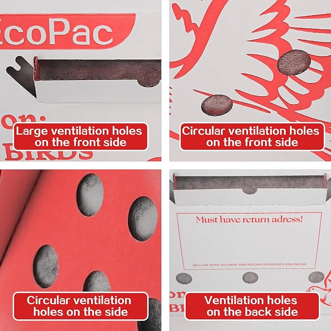 6 Pack Poultry Shipping Boxes, Live Bird Shipping Boxes, Poultry Carrier Crate has Ventilation Openings, Portable Bird Travel Bag, for Poultry Chicken Bird Duck - Size 17.7" x 7.8" x 11.8"