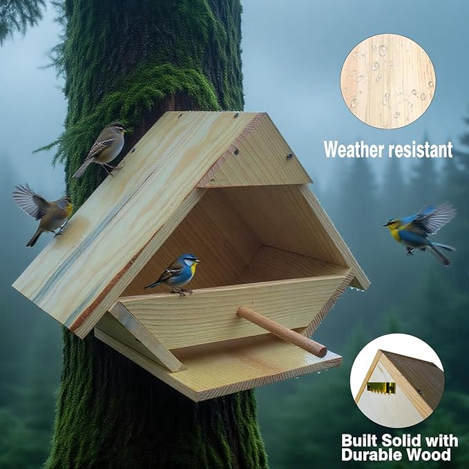 2-Pack Mourning Dove Nesting House - Handmade Solid Wood Bird Box with Predator Guard, Attract and Protect Doves for Backyard, Garden, Patio | Weather Resistant, Easy to Mount
