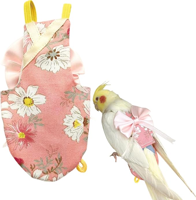 Bird Flight Suits Diapers, Parrot Flight Suits Diapers for Quaker Parakeets Cockatiels Conures Macaw African Grey, Bird Diaper, Parrot Clothes (Pink A,XL)