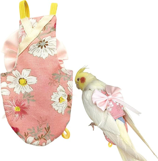 Bird Flight Suits Diapers, Parrot Flight Suits Diapers for Quaker Parakeets Cockatiels Conures Macaw African Grey, Bird Diaper, Parrot Clothes (Pink A,XL)