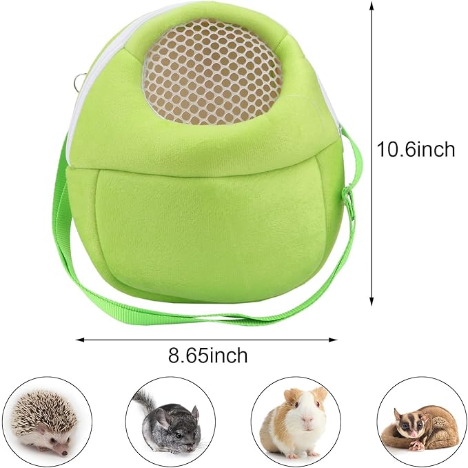 Hypeety Pet Carrier Bag Pet Sling Carrier Backpack Portable Travel Backpack Breathable Outgoing Bag bonding Pouch for Small Pets Hedgehog Hamsters Sugar Glider Chinchilla Guinea Pig (Green)