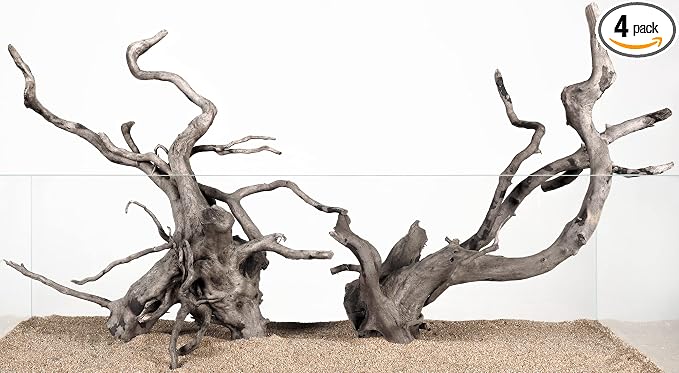 Spider Wood Natural Aquarium Decor Branches 4pcs 12-16in Aquascape | Slim branchy shapes; betta and aquascape tank