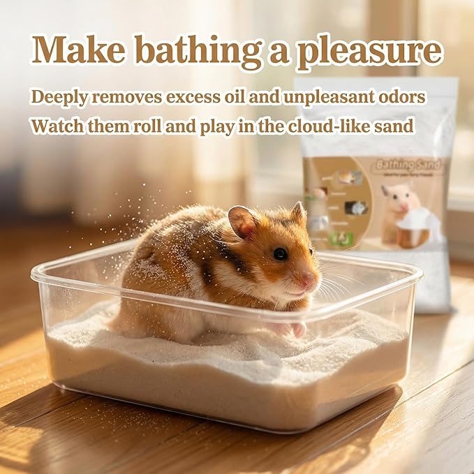 Sukh 47OZ Hamster Sand Bath - Fine Desert Sand Hamster Bedding Reptile Silica Sand Gerbil Hideout for Hamster Squirrel Guinea Pig Rabbit Chinchillas Gerbil Syrian Mice Small Animals Small Pets