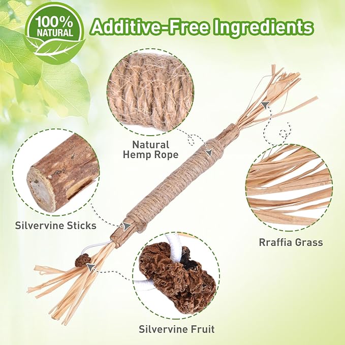 petizer 16Pcs Organic Natural Catnip Toys,Silvervine Cat Chew Sticks,Edible Matatabi Camint Treat Toys for Kittens Lick & Kitty Gift,Cat nip Teething Chew Wooden Sticks